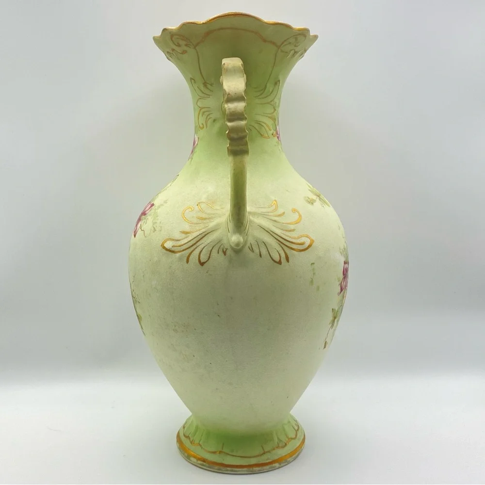 Antique Buffalo Pottery Porcelain Vase Early 1900’s Gilded Lily 10” Victorian